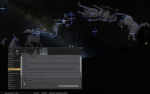 Abbildung 16: Stellarium legt künstlerisch gestaltete Sternbildfiguren über den Nachthimmel, hier nicht in der europäischen, sondern der altindischen Variante.