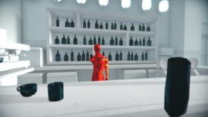 Abbildung 3: Häufig starrt man direkt in die Mündung einer Pistole. Hier könnte man mit der Flasche auf dem Tresen das rote Männchen ins Reich der Träume schicken, um seinen Schuss zu verhindern.