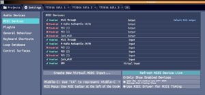 Abbildung 3: Tracktion findet im Gegensatz zu anderen plattformübergreifend verfügbaren Audio-Programmen sämtliche am Rechner verfügbaren Midi-Schnittstellen sowie Jack-Midi.