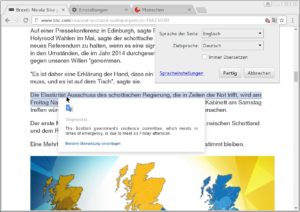 Abbildung 3: Ein Satz ist nicht ganz klar, und Sie würden gerne mit dem Original vergleichen? Chromium blendet unter dem Mauszeiger den ursprünglichen Text ein.