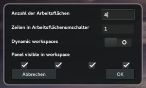 Abbildung 4: Über das Kontextmenü der rechten Maustaste erreichen Sie diesen Einrichtungsdialog für den Arbeitsflächen-Umschalter.