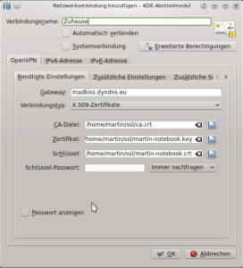 Abbildung 4: Die Client-Konfiguration erledigen Sie über den Network-Manager, die alle wichtigen Einstellungen zugänglich macht.