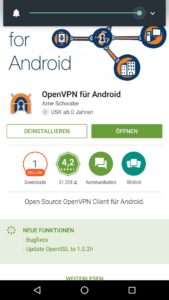 Abbildung 6: Die Android-App "OpenVPN für Android" erweitert Android-Smartphones um Unterstützung für OpenVPN-Verbindungen.