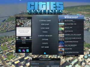 Abbildung 6: Vom Startbildschirm aus richten Sie einen Account beim Paradox Interactive Portal ein. Rechts daneben die lange Liste auf Steam erhältlicher Erweiterungen für das Spiel.