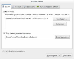 Abbildung 6: Öffnen Sie zusammen mit der Videodatei die Datei mit den deutschen Untertiteln.