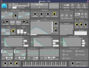 Abbildung 7: Auch der freie VSTX-Synthesizer Helm lässt sich mit Tracktions Midi-Learn-Funktion an die Controllerregler eines Keyboards anschließen.