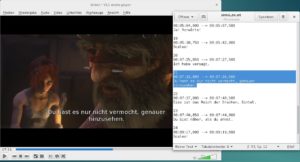 Abbildung 7: Die Untertiteldatei für Sintel liegt im SubRip-Format (Endung ".srt") vor. Sie können sie problemlos im Texteditor (hier GEdit) öffnen und bearbeiten.