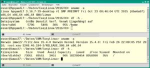Abbildung 9: Bash ist Bash; im oberen Teilfenster läuft sie auf dem lokalen Linux-PC, unten auf einem OS-X-Rechner im lokalen Netz.