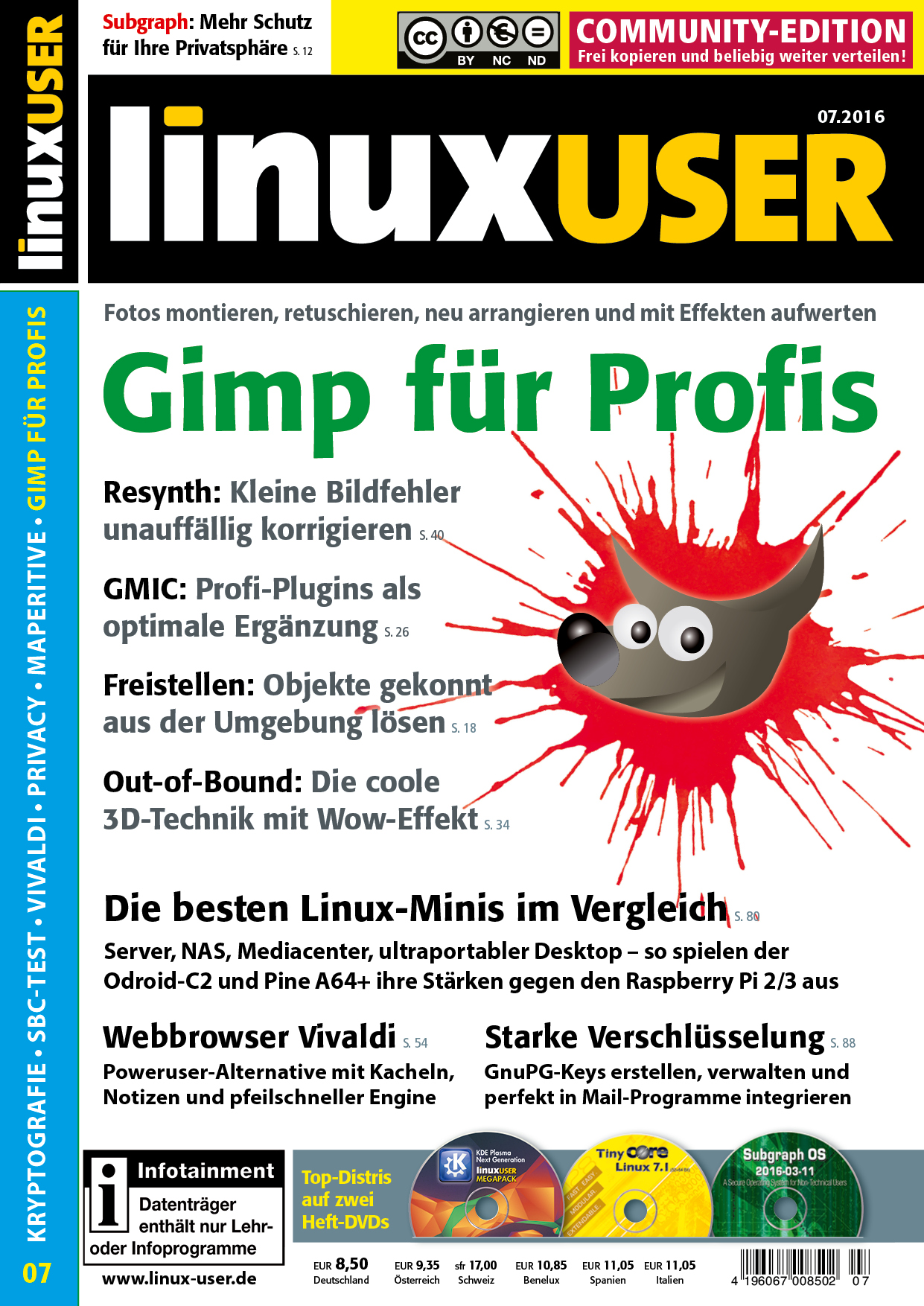 Heftcover LinuxUser Community Edition 07/2016