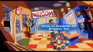 Mit einem Rechtsklick auf den Kaugummi auf der Erde öffnet sich ein Menü mit allen möglichen (und unmöglichen) Aktionen.