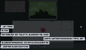 Der Arbeitskollege muss nur mal eben aufs Klo ...