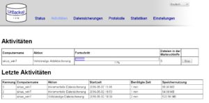 Abbildung 3: Die Statusübersicht im Web-Interface informiert Sie stets über die aktuelle Speicherbelegung sowie laufende und abgeschlossene Jobs.