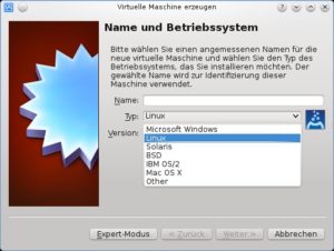 Abbildung 4: Die Virtualbox kann nahezu alle größeren Betriebssysteme als Gast unter Linux installieren.