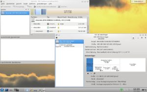 Abbildung 7: Gnome Disks (unten rechts) und der KDE-Partitionsmanager (oben links).