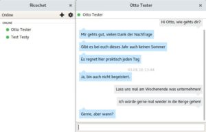 Abbildung 3: Bei Ricochet gibt es nur Text-Chats, dafür laufen diese komplett anonym und sicher verschlüsselt ab.