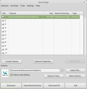 Abbildung 5: Auch auf Systemen mit Veracrypt können Sie Trupax-Container nutzen.