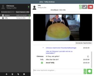 Abbildung 6: Tox arbeitet ohne Registrierung und zentrale Server. Mit Text-, Audio- und Video-Chats bietet es das volle Programm.