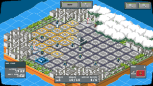 Sobald man eine Einheit anklickt (hier grün umrandet), markiert das Spiel alle Felder gelb, auf die man die Einheit ziehen kann.