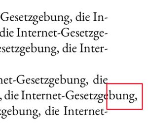 Abbildung 1: Die automatische Silbentrennung von LaTeX funktioniert meist gut, doch manchmal muss man ihr auf die Sprünge helfen.