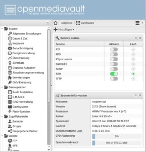 Abbildung 1: Ohne überflüssige Gimmicks: das Startfenster von OpenMediaVault.