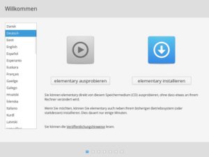 Abbildung 1: Die Live-Umgebung ermöglicht, Elementary OS ohne Gefahr für ein installiertes System auszuprobieren.