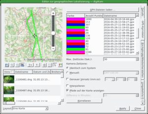 Abbildung 1: Mittels Digikam übertragen Sie die Koordinaten automatisch aus den Tracks auf die Bilder.