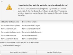 Abbildung 2: Auf Wunsch wendet die Distribution die gewünschte Lokalisierung auch auf die Ordnernamen im Heimatverzeichnis an.