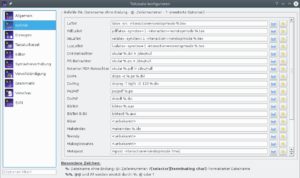Abbildung 3: TeXstudio unterstützt mehrere LaTeX-Dialekte, darunter XeLaTeX. Wie Sie die verwendete Befehlszeile anpassen, verrät die Hilfe unter den Eingabefeldern.