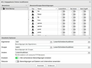 Abbildung 4: Über Access-Control-Listen (ACLs) weisen Sie sehr detaillierte Rechte zu.
