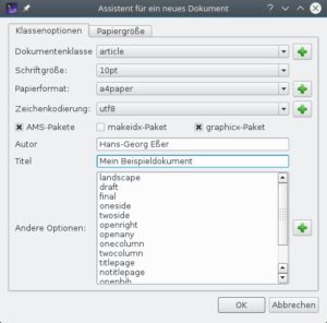Abbildung 4: Für das Anlegen neuer Dokumente bietet das Programm einen Assistenten, der aus einer Vorlage ein Gerüst für den Quelltext erzeugt.