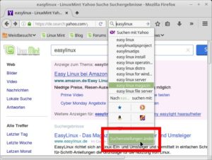 Abbildung 5: Die Standard-Suchmaschine in Firefox ist der Linux-Mint-Partner Yahoo. Sie können den Anbieter aber schnell wechseln.