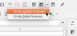 Abbildung 6: Ohne Umweg übers Menü können Sie in Calc nun Zeilen und Spalten fixieren.
