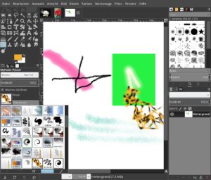 Abbildung 7: Gimp integriert nun das auch als eigenständiges Programm verfügbare MyPaint, das mehrfarbige und komplex strukturierte Pinsel zur Verfügung stellt.