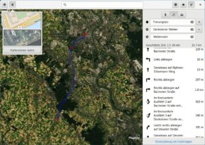 Abbildung 7: Dank der Umstellung auf den Kartenanbieter Mapbox ist die Anwendung Gnome Karten nun wieder funktionstüchtig. Sie enthält auch einen Routenplaner.