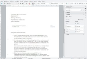 Abbildung 8: LibreOffice 5.2 macht sich mit der neuen, einzeiligen Symbolleiste (oben) und der schon bisher verfügbaren Formatierungspalette (rechts) gut auf 16:9-Bildschirmen: Viele wichtige Funktionen sind direkt erreichbar, trotzdem bleibt viel Text zu sehen.