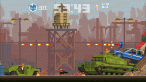 Super Time Force Ultra wirkt zunächst wie ein simples Retro-Jump-and-Run-Spiel.