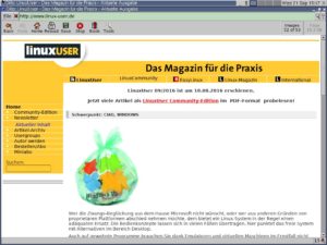 Abbildung 1: Der schlanke Webbrowser Dillo spart zwar an Ressourcen, aber auch an Funktionen. Die Installation von Erweiterungen ist nicht vorgesehen, beim Aufruf von HTTPS-Seiten kam es zu Schwierigkeiten.