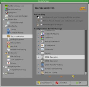 Abbildung 1: Im Werkzeugkasten lassen sich die neuen Werkzeuge aktivieren.