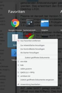 Abbildung 1: Die Sprungliste von Kate im alternativen Dash-Menü.