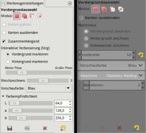 Abbildung 2: Neue Verfahren zum Auswählen des Vordergrunds bietet sowohl bei Gimp 2.8.18 als auch in der Entwicklerversion das Werkzeug <code srcset=