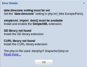 Abbildung 2: Zuerst testet die Software, ob das System alle Voraussetzungen erfüllt. Im Test war es notwendig, noch einige Module nachträglich zu installieren.