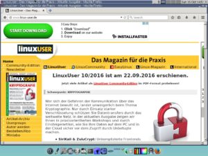 Abbildung 4: Auch komplexere Software wie der Webbrowser Firefox lässt sich unter Minux problemlos betreiben. Hier kommt ältere Hardware aber durchaus an ihre Grenzen.