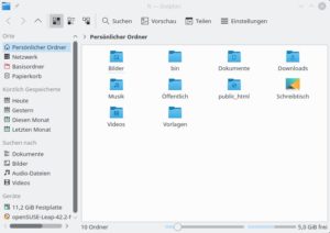 Abbildung 5: Dolphin aus Plasma 5.8 bei OpenSuse Leap 42.2 RC1.