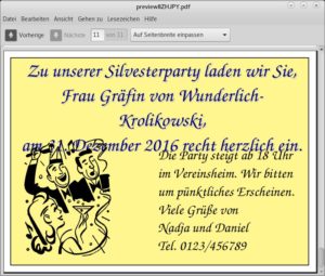 Abbildung 6: Da ein überlanger Name unter Umständen das Layout durcheinanderbringt, lohnt es sich, die Druckvorschau stets etwas genauer durchzusehen.