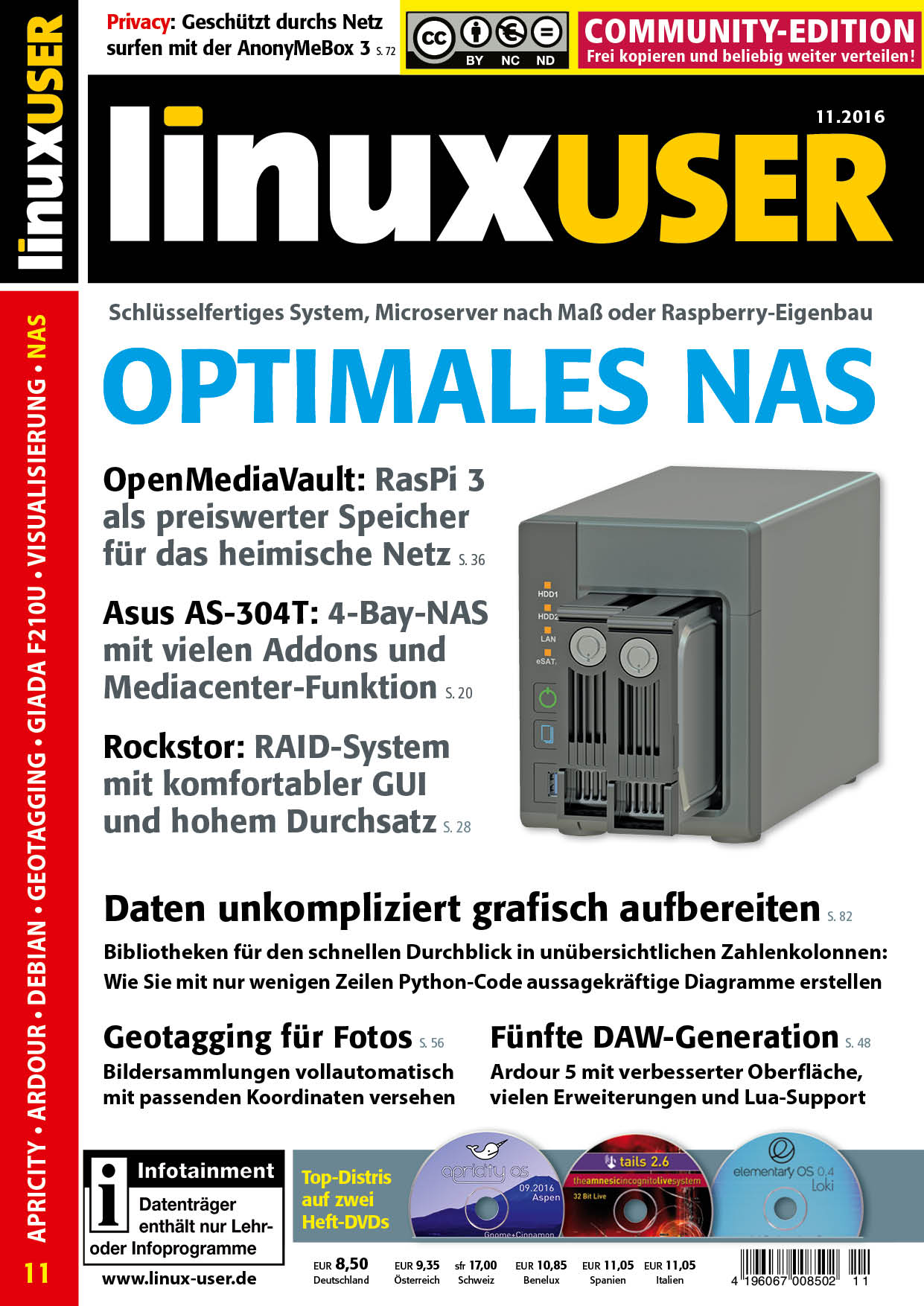 Heftcover LinuxUser Community Edition 11/2016