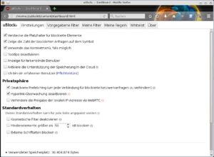 Abbildung 1: Die Einstelloptionen von uBlock Origin fallen sehr umfangreich aus.