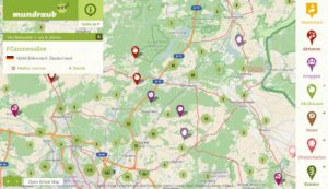 Abbildung 10: Fundorte für Obst und Kräuter in Brandenburg zeigt die Plattform mit dem augenzwinkernden Namen Mundraub.