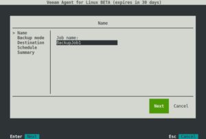 Abbildung 2: Die Bezeichnung für eine Datensicherung können Sie frei wählen, als Vorgabe verwendet der Veeam Agent <code srcset=