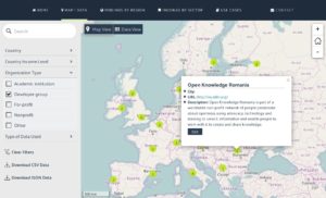 Abbildung 3: Das Portal Open Data Impact Map bietet einen Überblick zu Open-Data-Quellen – hier: Entwicklergruppen in Europa.