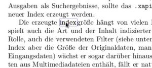 Abbildung 3: Fahren Sie nach dem OCR-Prozess mit dem Mauszeiger über ein Wort, zeigt die Software, was sie erkannt hat. Hier macht sie aus "Indexgröße" einen "Index", den Wortteil "größe" hat sie nicht erkannt.